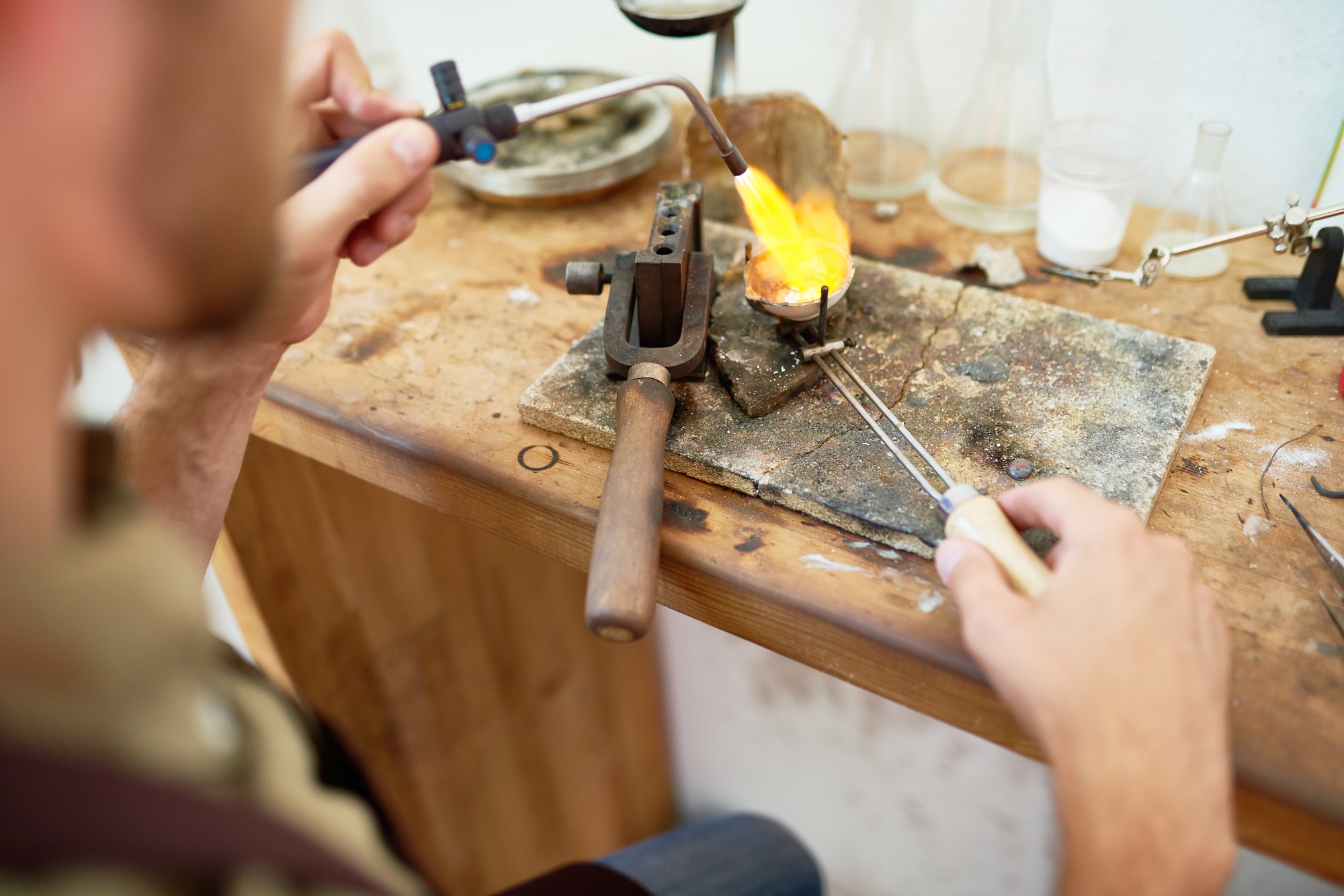 Melting Precious Metals in Jewelry Shop